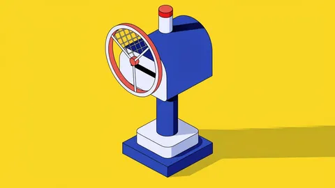 Isometric illustration of a mailbox with a metal sieve over its slot on a yellow background